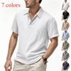 Men's Short-sleeved Linen Loose Casual Lapel POLO Shirt Men's T-shirt