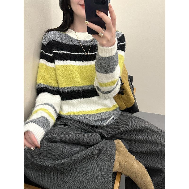 Women Autumn Winter Loose Knitted Sweater Soft Warm Long Sleeve Solid Color Casual Oversized Pullover Daily Streetwear Tops
