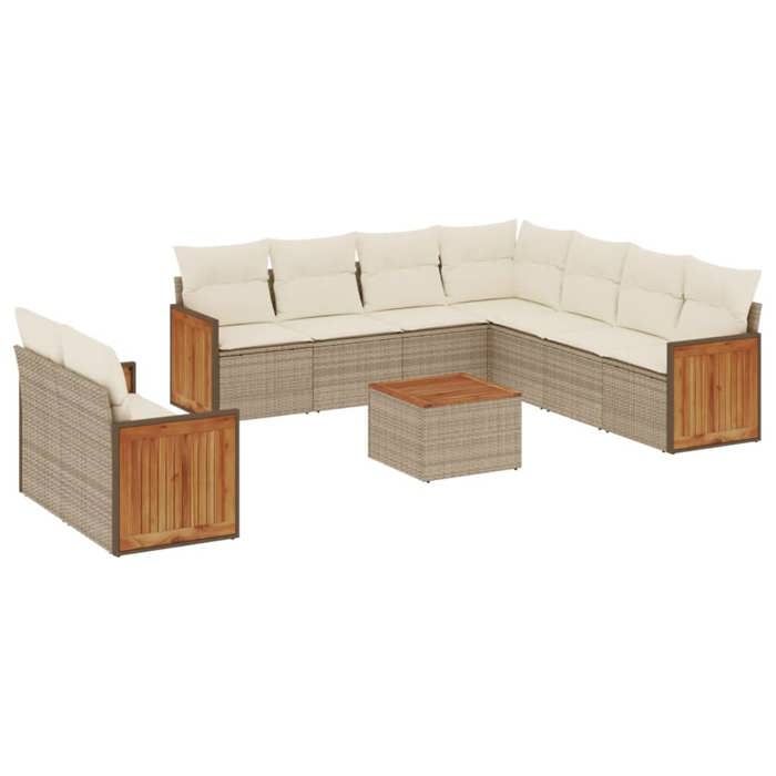 VidaXL Salon de Jardin avec Coussins 10 pcs, Canapés de Terrasse, Ensemble de Meubles de Patio, Mobilier d'Extérieur, Beige 3227787