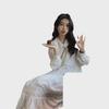 Women's Long-Sleeve Doll Collar Dress - French Chic White Fairy Style for Spring & Autumn