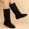 Autumn Winter Flat Shoes Women Fashion Side Zipper Women's Thigh Boots Vintage Casual Ladies