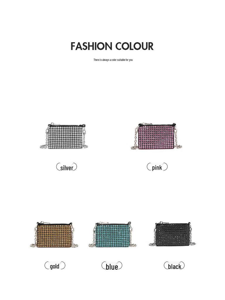 2025 Spring Fashion Rhinestone Chain Crossbody Lipstick Bag