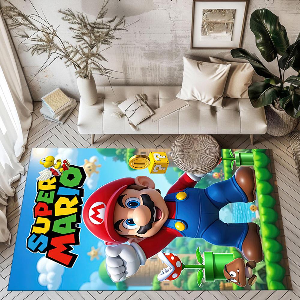 Super Mario Party Fun Square rugs are a great choice for living rooms, bedrooms, home décor, and as gifts.