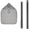 Pizza Turning Peel, 12 x 14 Inch Perforated Pizza Peel, 35 inches Long Handle Pizza Paddle, Professional Lightweight Anodized Aluminum Pizza Spatula