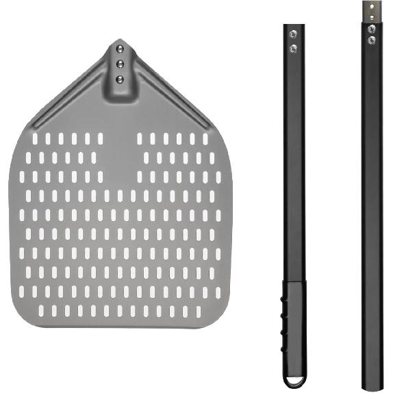Pizza Turning Peel, 12 x 14 Inch Perforated Pizza Peel, 35 inches Long Handle Pizza Paddle, Professional Lightweight Anodized Aluminum Pizza Spatula