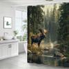Фотореалистичная шторка для душа с лосем, величественный бык в туманном лесном ручье, полиэстер, декор 70,8x70,8 дюйма, можно стирать в машине, 12 крючков