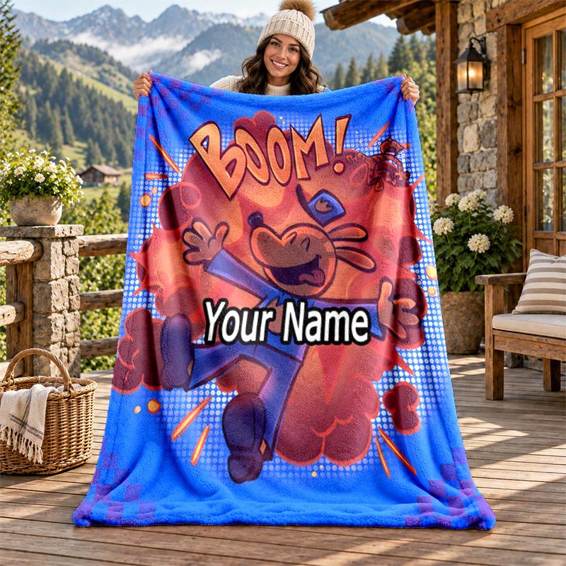 Dog Man Custom Name Flannel Blanket Personalized Soft Warm Plush Throw Blanket Customized Gift for Family Friends