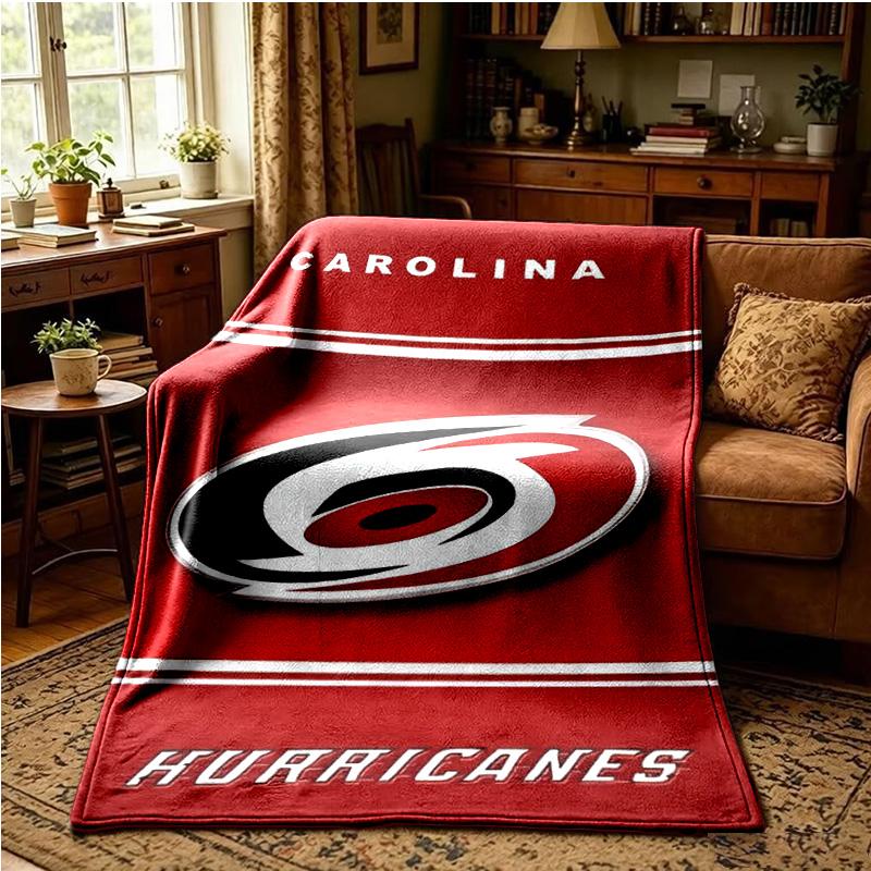Hurricanes Team Spirit Throws Blanket Flannel Blankets Plush for Couch Bed Gifts for Men Women Travel picnic blanket Christmas fan gifts