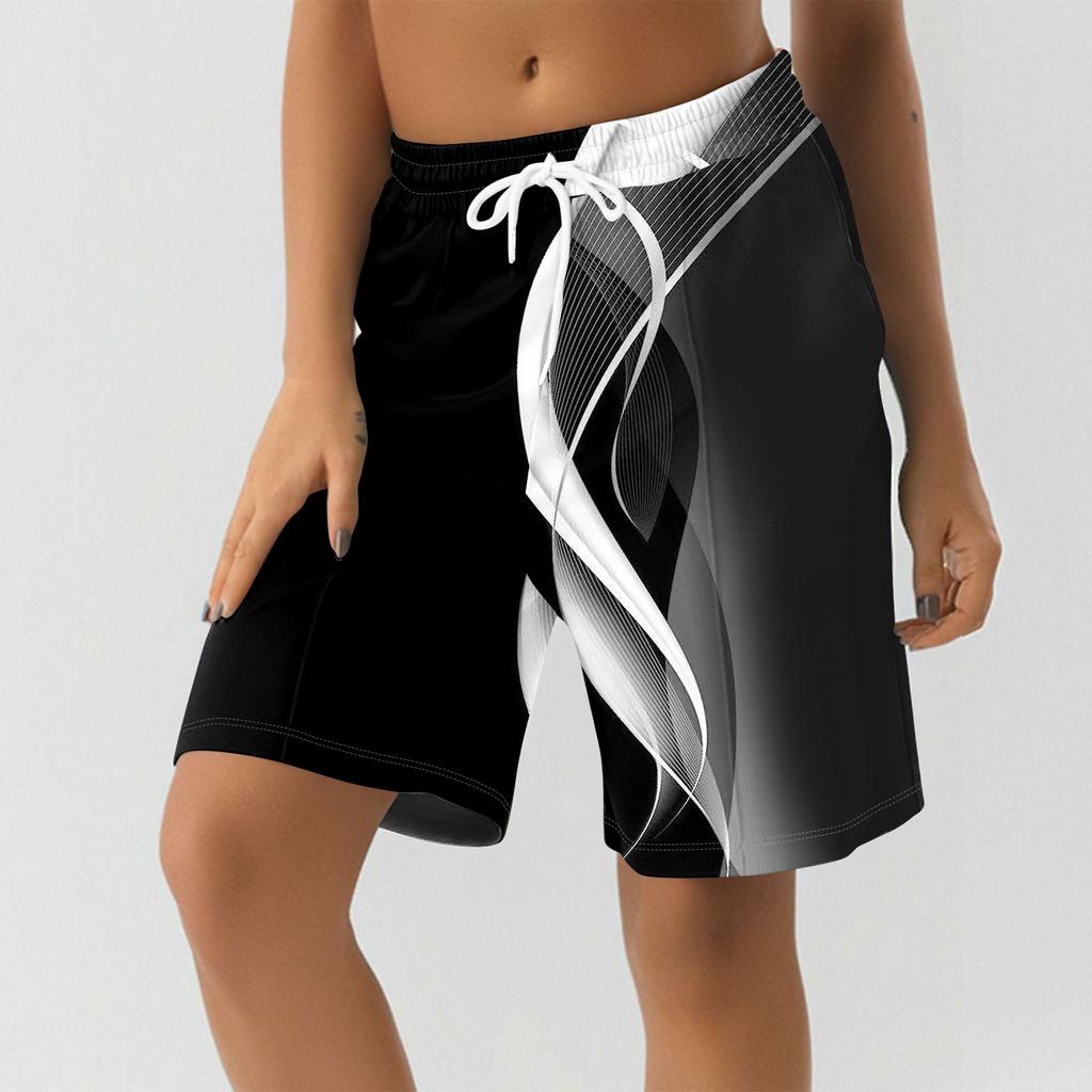 Shorts For Women Printing Workout Running Soft Yoga Shorts With Pockets