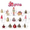 32pcs/set Christmas Tree Ornaments Set Electroplated Painted Hanging Decor for Xmas Birthday Wood Fabric PS Holiday Decoration