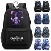 Anime Game Usb Charging Travel Backpack Students Large Capacity Bookbag for Boy Girl Printed Canvas Backpack School Bag Kids Gifts
