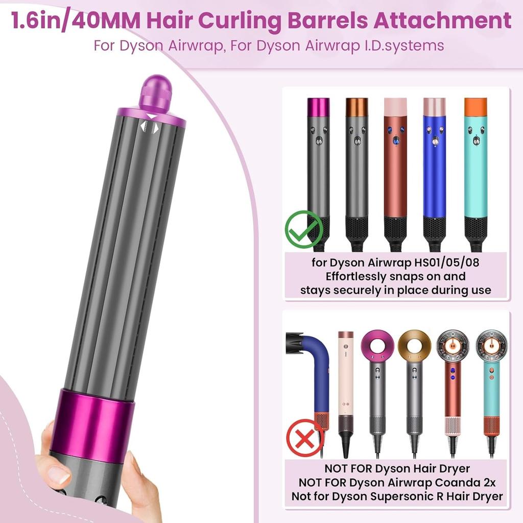 Long Hair Barrels Attachment Compatible with Dyson Airwrap HS01 HS05 HS08 Accessories, Automatic Curling Iron Curlers for Lazy Loose Inward