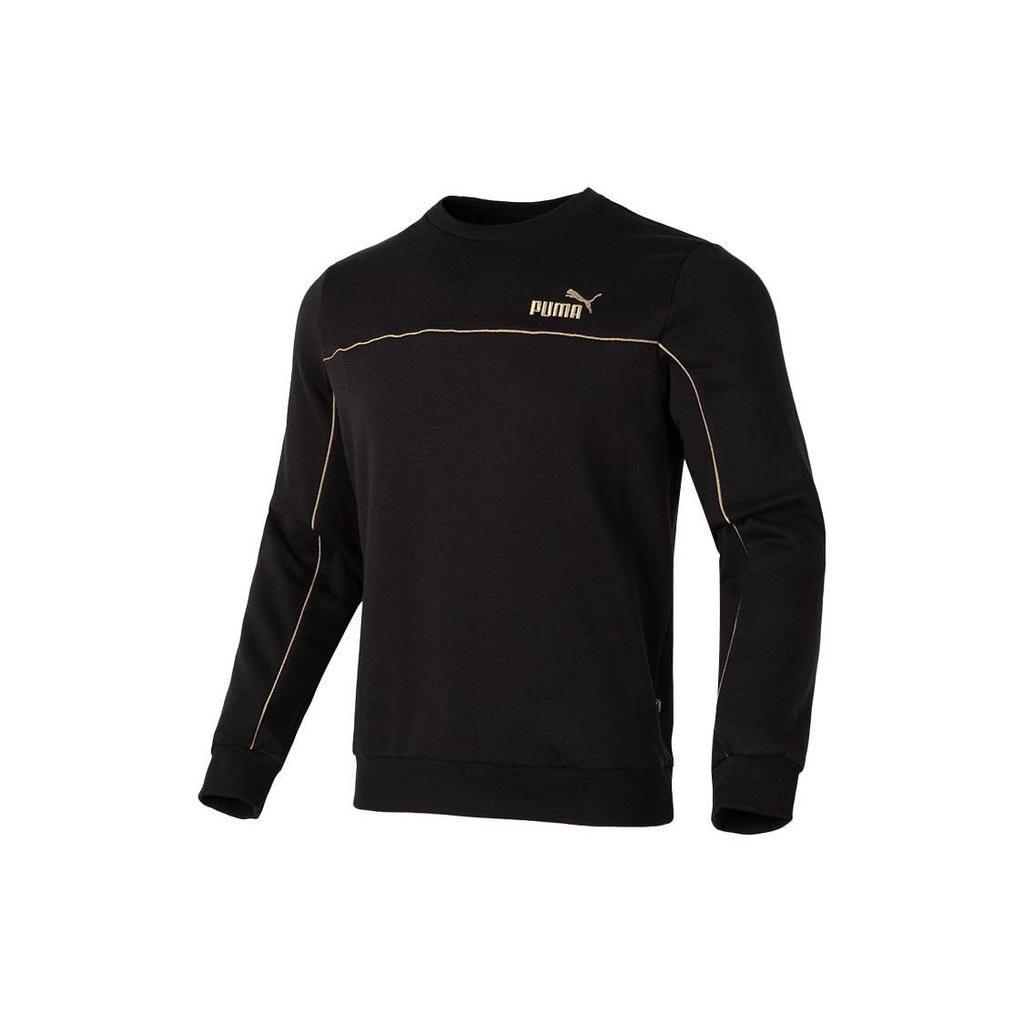 Puma Fleece-Lined Crew Neck Sweatshirt With Logo Men Tops Black 680140-01