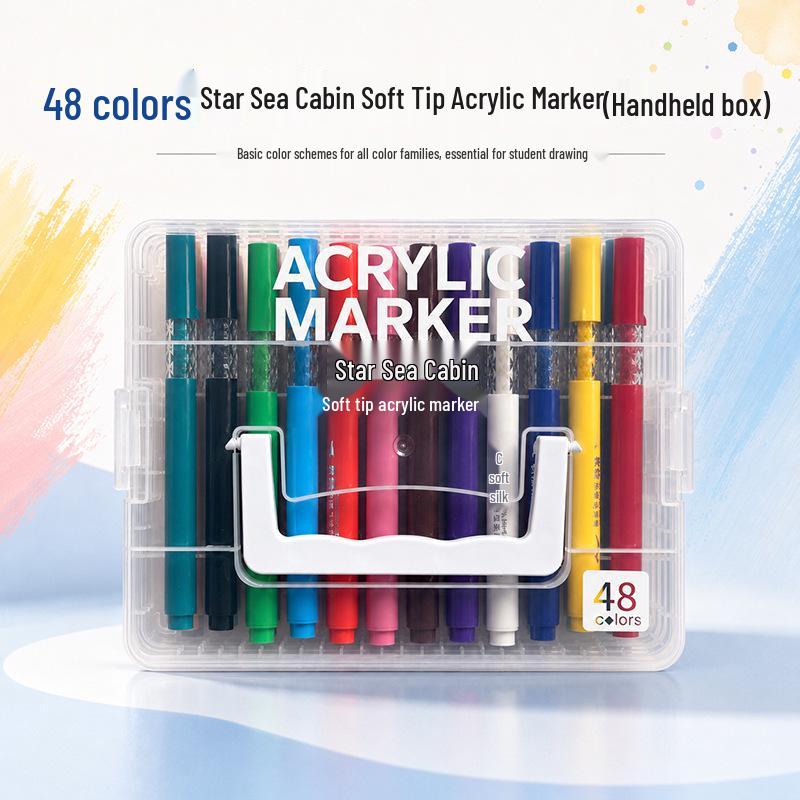 Washable Soft Tip Acrylic Marker Pen - Non-Bleeding, Stackable, Ideal for Students and Graffiti Art