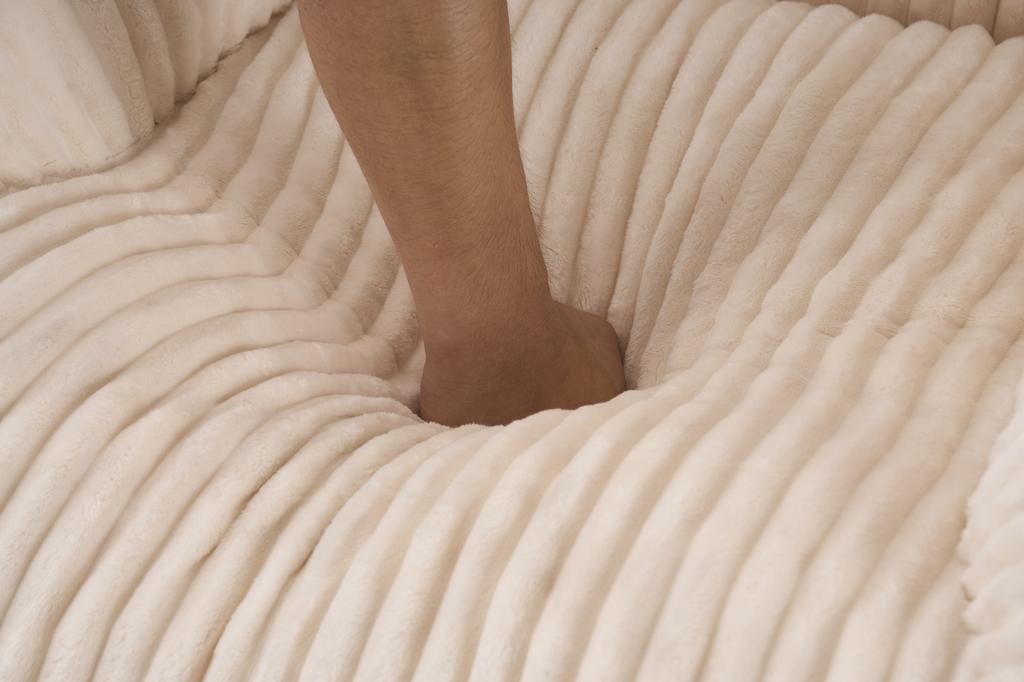 Bean Bag Chair for Adults, Fluffy Corduroy Lounge Chair, Vacuum-Packed and Assembly-Free, for Living Room, Bedroom, Balcony(Beige)