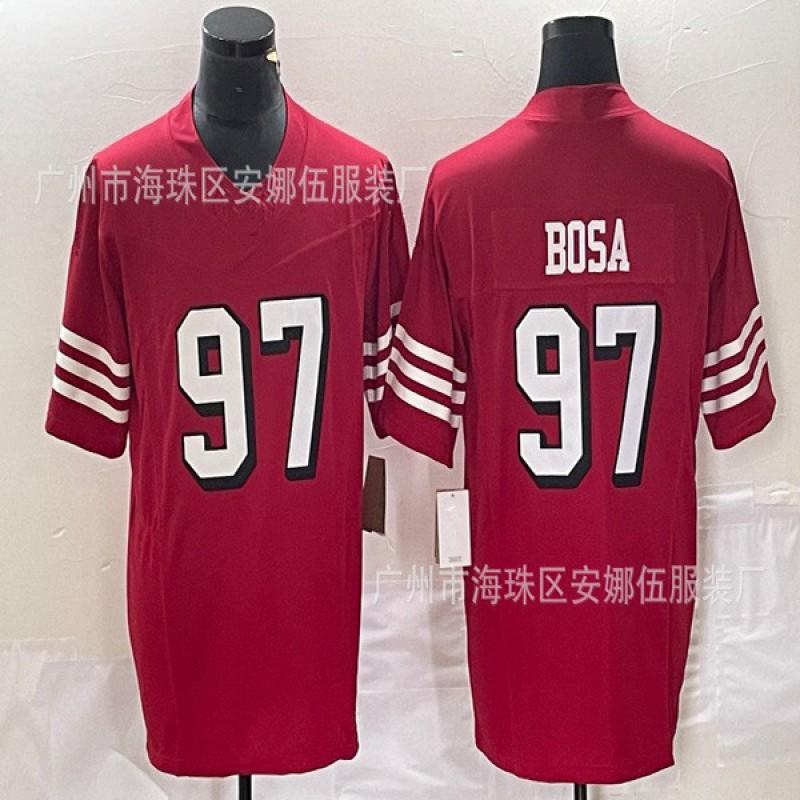 Mens NFL San Francisco 49ers Custom Rugby Jersey Kittle 85 Bosa 97 Samuel 19 Fan Apparel Cotton Blend Sport Shirt