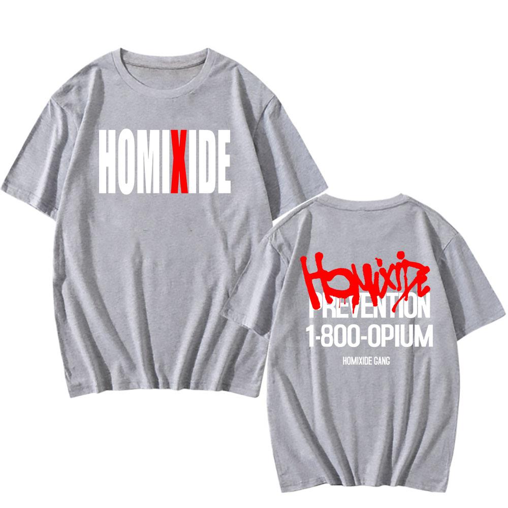 Футболки Rock Band HXG Homixide Gang Футболки Летняя Хлопковая Футболка с Коротким Рукавом Мужская Женская Одежда Графическая Футболка Принт в Стиле Гранж Топ