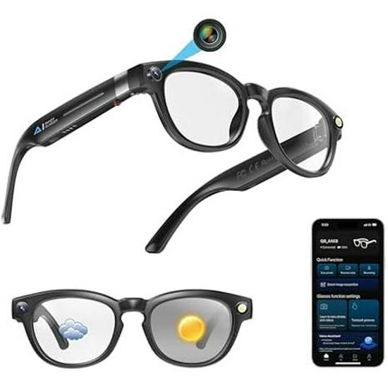 AI Smart Glasses: 8MP Camera, HD Recording, Real-time Translation, Noise Reduction, Photochromic Lenses
