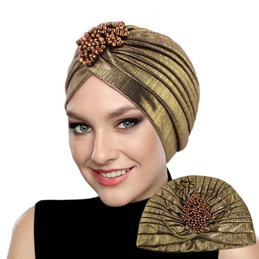 Beaded Arab National Hat Top Knot Ethnic Headscarf Gat Fashion Retro Pleated Headscarf Hat  Wedding