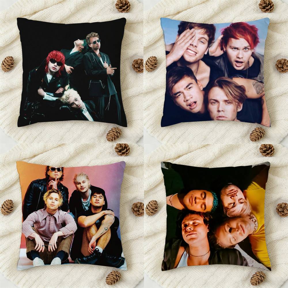 SOS SSeconds of SSummer Doublesided Printed Square Decorative Cushion Cover for Sofa Living Room Home Decor