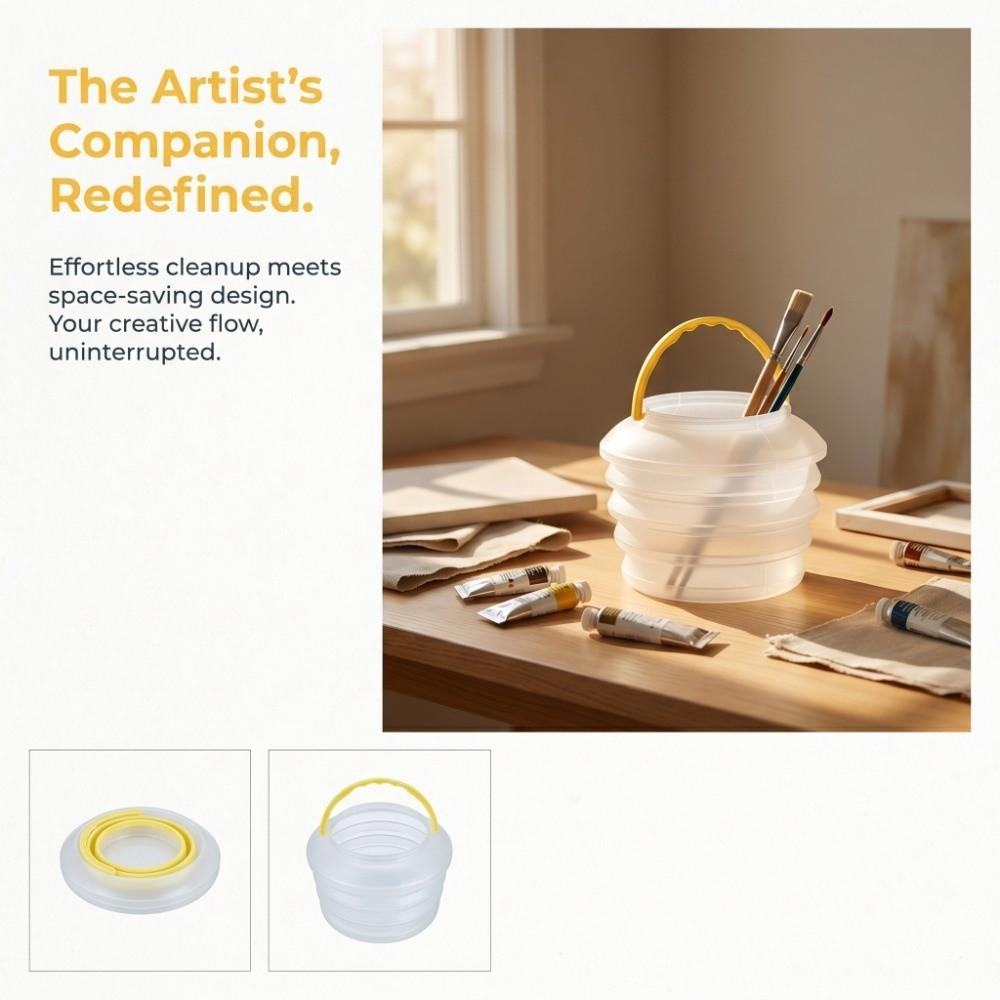 Collapsible Transparent Paint Rinse Bucket Foldable Painting Cup Gouache Creation