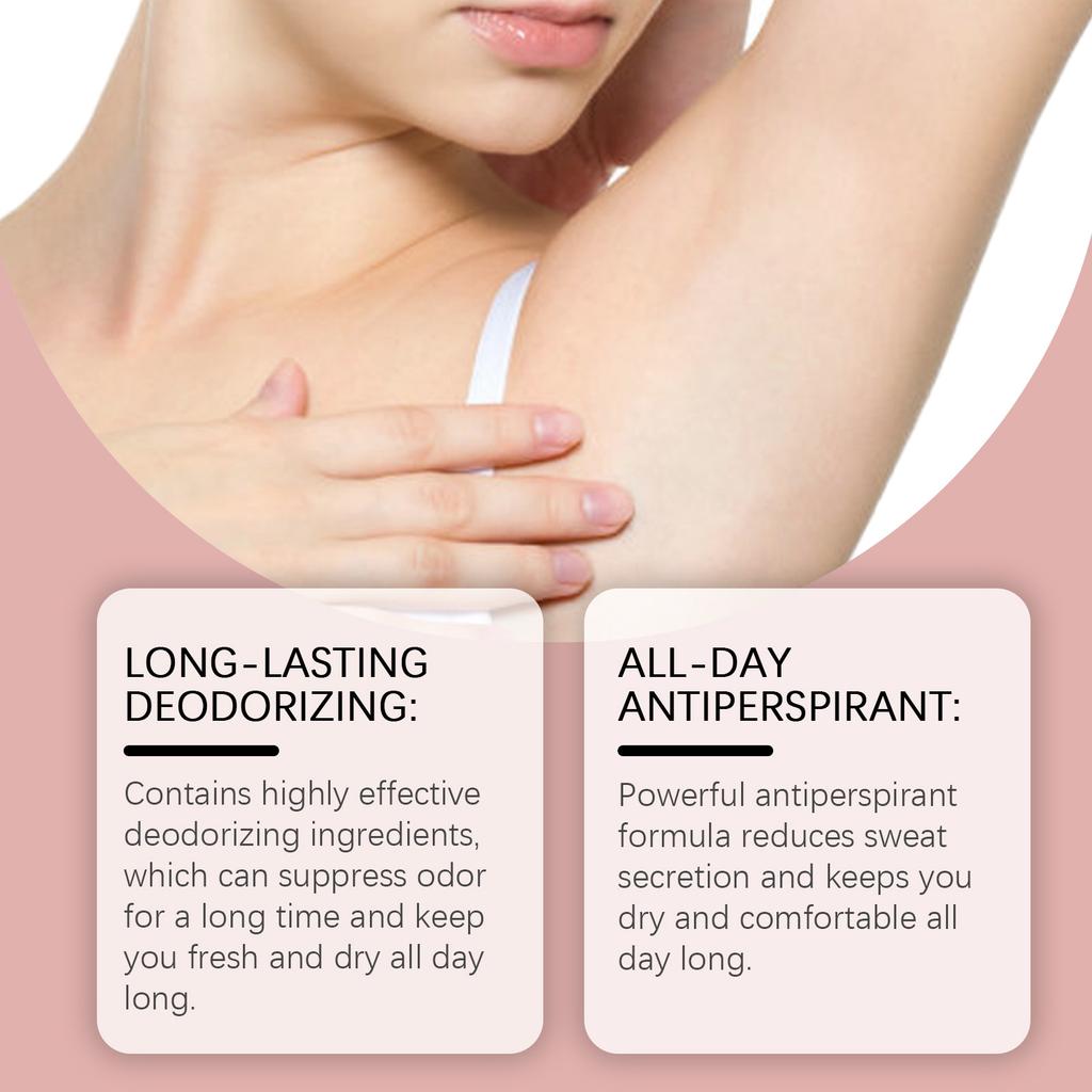 Средство для ухода за телом с ароматом розы, натуральное, для уменьшения запаха пота в подмышках, портативное, свежее и привлекательное, с нежными ингредиентами.