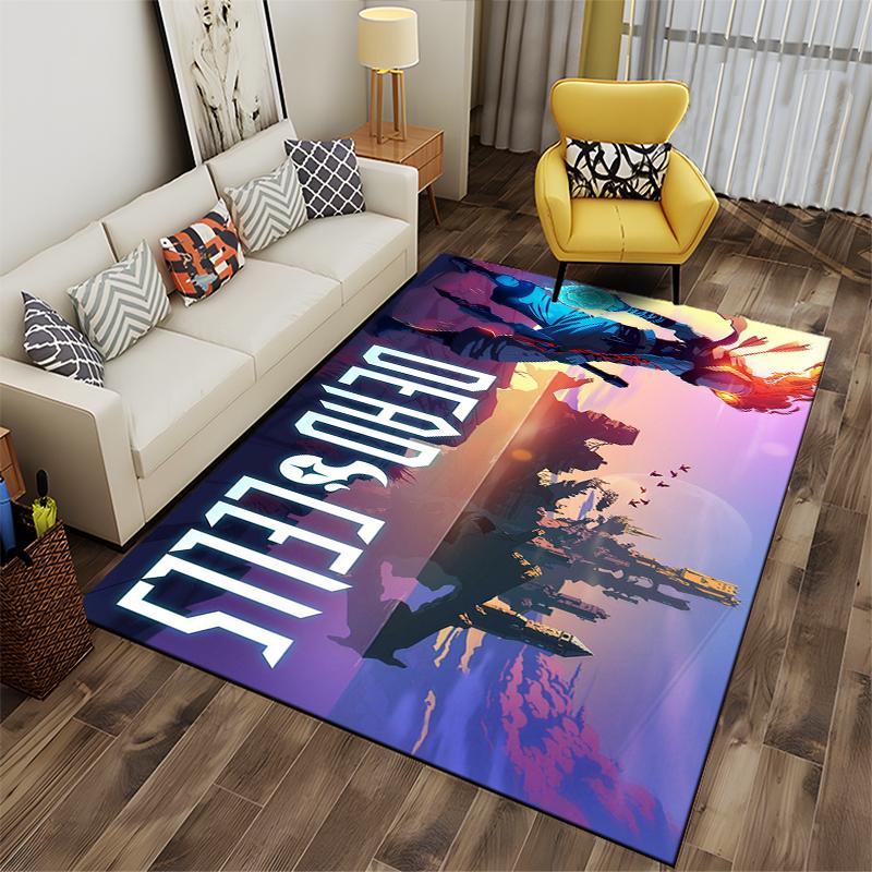 "Vibrant Fantasy Warrior with Castle Scene" Non-slip rug suitable for living room and bedroom sofas.