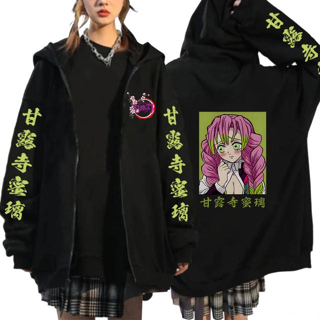 Demon Slayer Kanroji Mitsuri Аниме Женщины Мужчины Толстовки Осень-Осень Пальто Куртка с мультяшным принтом Kimetsu No Yaiba Манга Толстовки на молнии Кардиган Уличная одежда