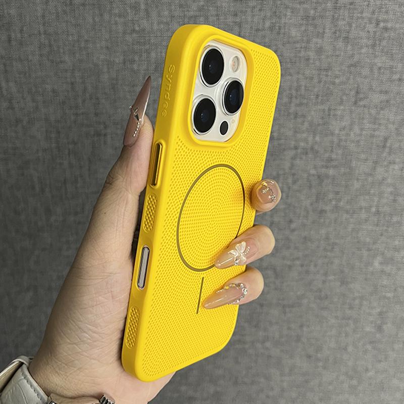 Роскошный сетчатый чехол с отверстиями для отвода тепла для iPhone 16 15 14 Plus 13 12 11 Pro Max для беспроводной зарядки Magsafe, тонкий чехол из твердого ПК