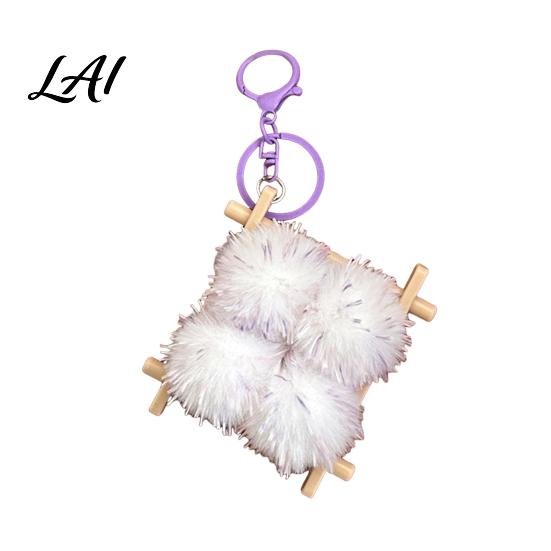 Simulated Food Pendant Fermented Bean Curd Plush Keychain Fluffy Doufu Bag Soft Charm with Keyring Backpack Handbag Purse Decoration Accessories