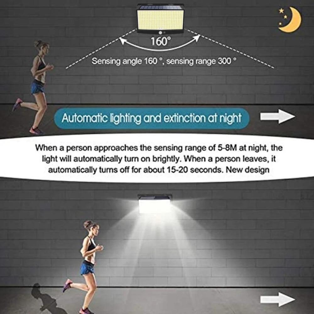 4PCS 468 LED Solar Motion Sensor Wall Lights Waterproof 3 Modes Security Solar Powered Lamp Outdoor Lighting for Garden Yard Path Garage