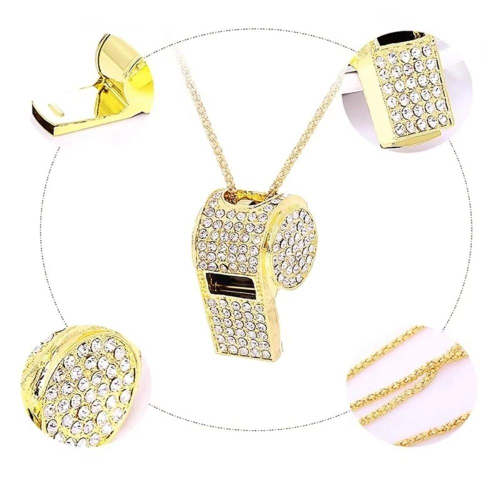 with Lanyard Whistle Necklace Gold Bling Whistle For Referees, Coaches, Teachers
