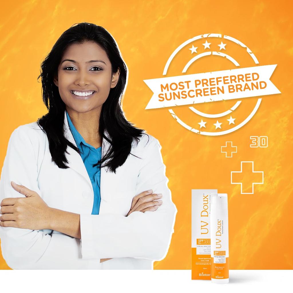 Brinton Солнцезащитный лосьон UV Doux SPF 30 | Нежирный, легкий, нежирный | Защита от UVA/UVB-лучей | Для всех типов кожи | Протестировано дерматологами | 50 мл