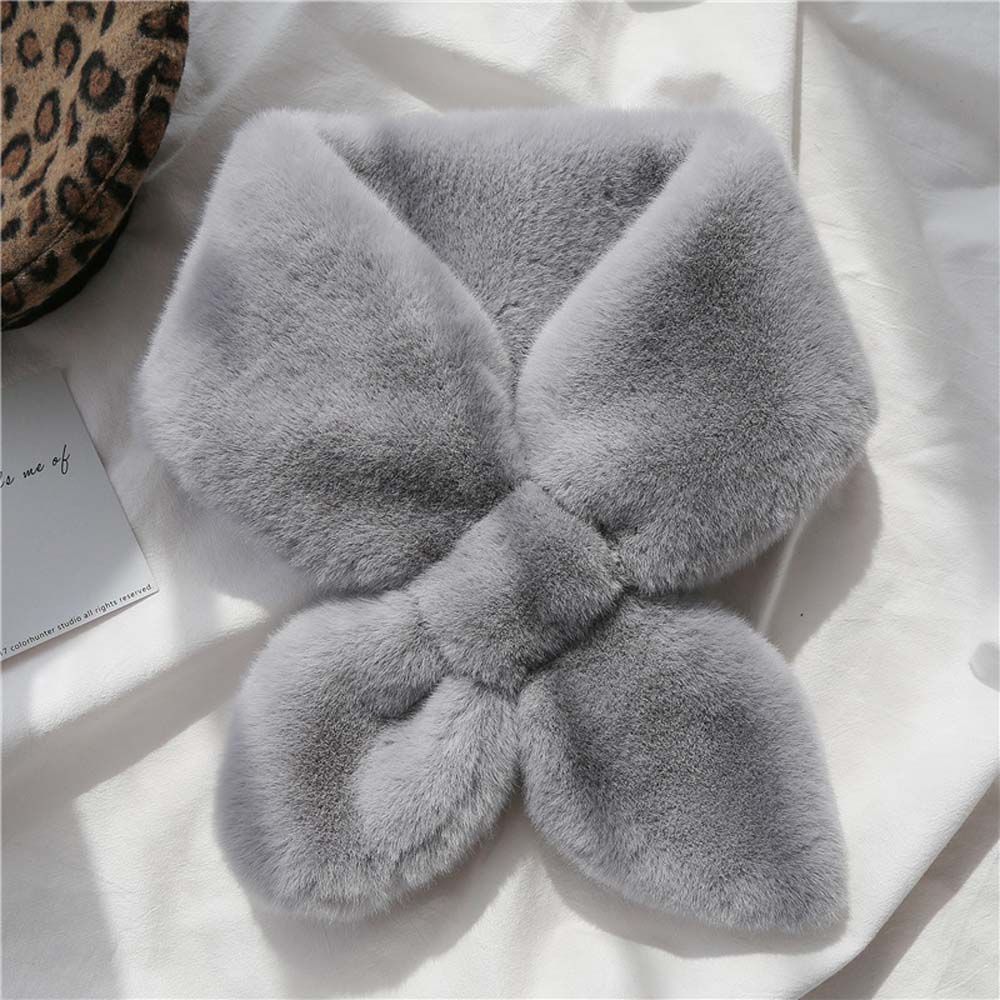 Plush Comfortable Neckerchief Imitation Rabbit Fur Scarf Korean Style Wraps Women Cross Scarf