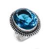 Драгоценный камень Голубой топаз Ювелирное изделие из стерлингового серебра 925 пробы Кольцо Размер 9