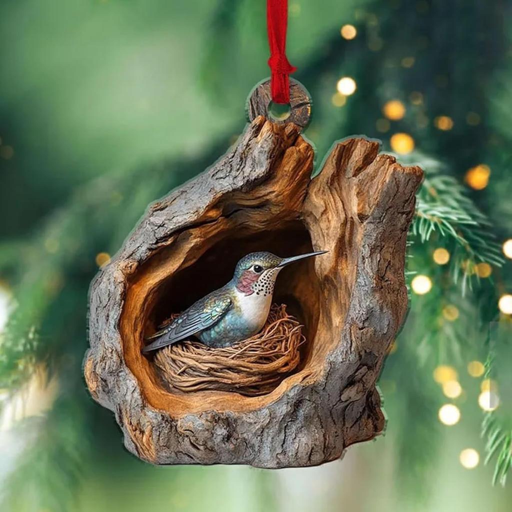 2025 Рождественские украшения в виде животных, акриловые украшения в виде животных для рождественской елки 2D Лесные рождественские украшения в виде енота, совы, кролика