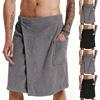 Men'S Wearable Bath Towel Bathrobe With Pocket Beach Towel