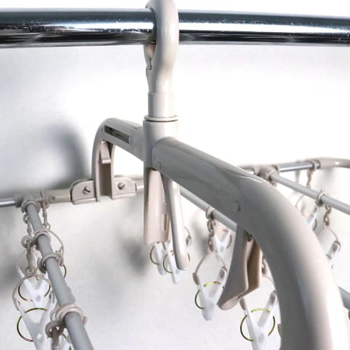 Twin Mall Laundry Drying Rack, Laundry Hanger, 24-Pinch Aluminum Clothes Hanger, Beige/White, Horizontal Hanger, IC-01