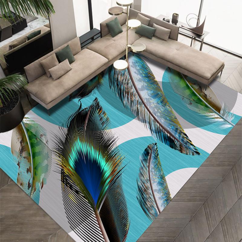 3D современный простой ковер с принтом из перьев для гостиной, полный коврик для спальни, одеяло для кровати, учебный стол и коврик для стула