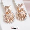 Женские серьги-подвески Kinel, натуральный циркон, полное паве, цвет розового золота, процесс резки ювелирных изделий в виде снежинок