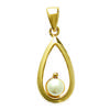[E7582] - Gold Plated Pendant 'Eva' White Golden - 25x10 Mm