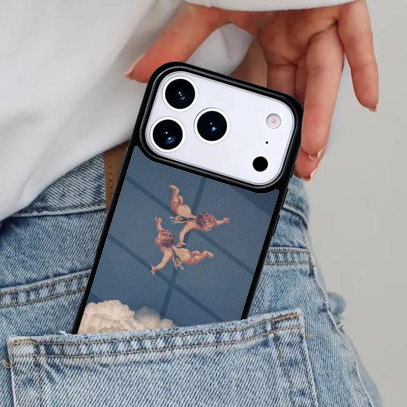 Эстетичный чехол для телефона с ангелами, облаками и небом для iPhone 16e 15 14 13 12 17 Pro Max Plus Air 17pro Чехол Coque