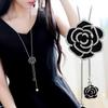 High-Quality Black Rose Necklace: Elegant Long Sweater Chain for Women