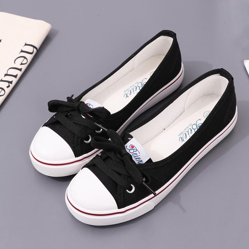 Women's Canvas White Shallow Cut Summer Flat Sport Casual Ladies Soft Shoes Sneakers Zapatillas Deporte Flat Vulcanize Shoes