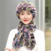 Women Real Rex Rabbit Fur Hat Scarf Set Thickened Warm Winter Rabbit Hat Scarves 2 Pieces For Girls Fashion Outdoor Fur Scarves