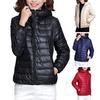 Women Fall Winter Coat Padded Hooded Thick Long Sleeve Warm Solid Color Smooth Slim Fit Zipper Closure Pockets Cardigan Lady Cotton Coat Jacket