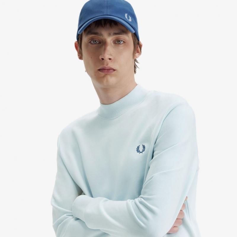 Fred Perry [sharp] Laurelis Graphic High Neck Sweatshirt   Light Ice Afpm2417770 R30