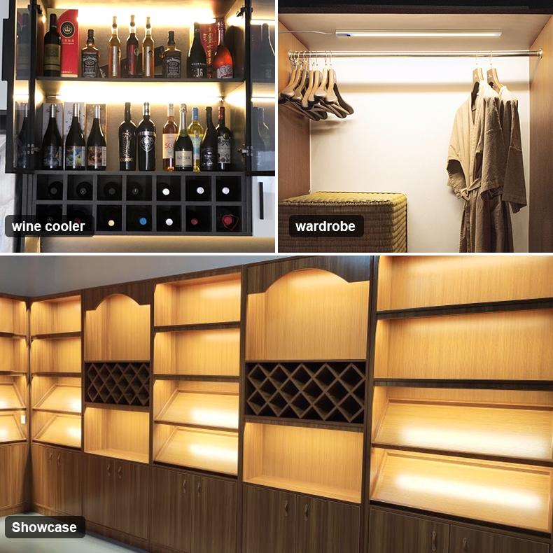 Ручной датчик движения светодиодные фонари алюминиевый барный светильник витрина шкаф лампа подсветка для кухни ночное освещение DC12V