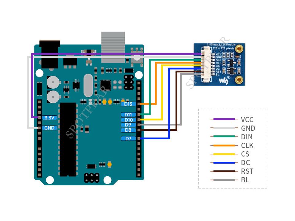0.85" SPI IPS Color LCD Display 128x128 for Arduino & Raspberry Pi