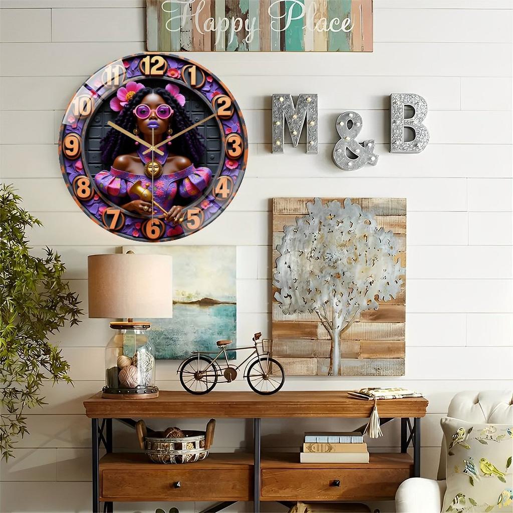 30x30cm Glass Wall Clock for a Astronaut with Custom Rocket Ship